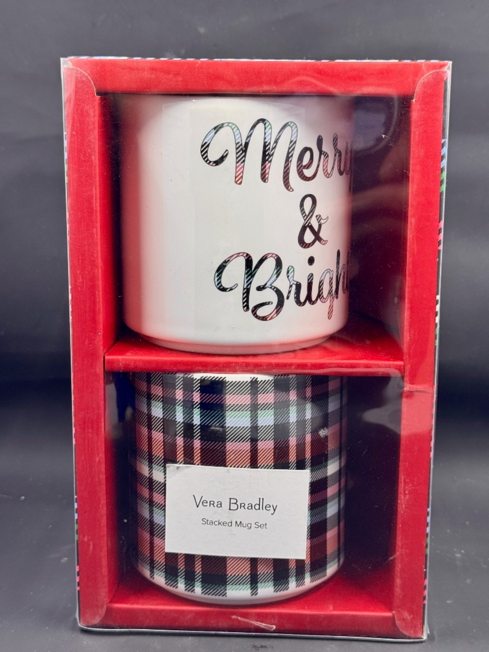 Vera Bradley "MERRY & BRIGHT"Holiday Stackable Mug Set of two - New In Box